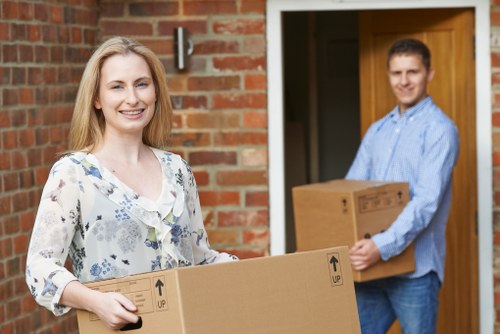 Packed boxes and furniture ready for house removals in Lambeth